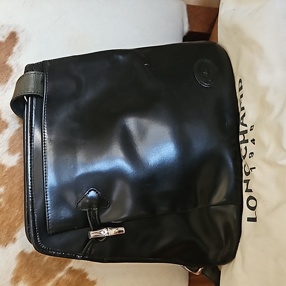 Longchamp 1948 Black Leather Vintage Shoulder Bag